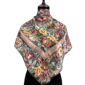 Vintage Luciano Soprani Silk Scarf Flowers Scarves Neckwear Wrap Body Scarf Luciano Soprani Shawl Silk Square Scarf Vintage Babushka Scarf