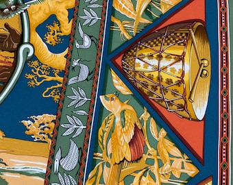 Vintage Hermes Silk Scarf: Au Son Du Tam Tam, 1997 Bourthoumieux