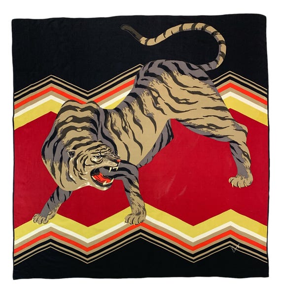 Vintage Kenzo Silk Scarf Tiger Scarves Neckwear Accessories