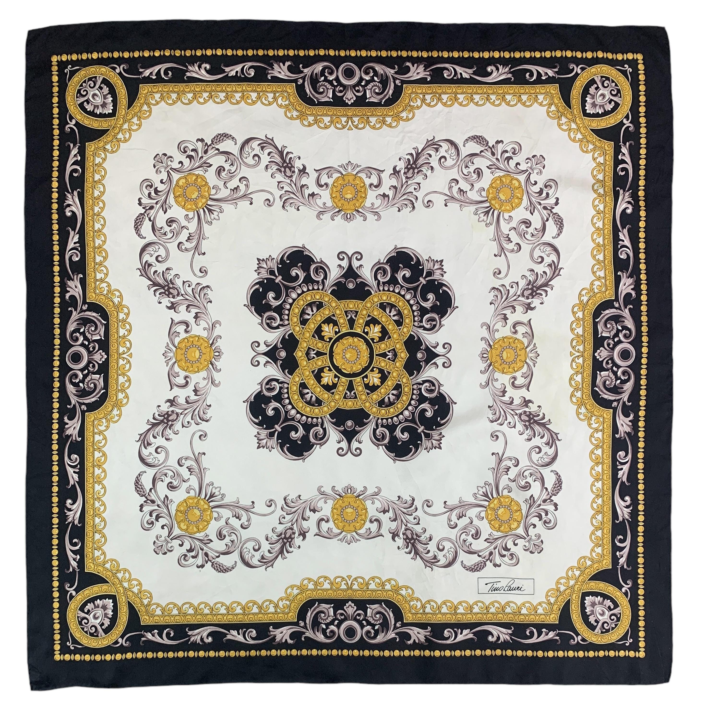 Vintage Tino Lauri Silk Scarf Classic Filigree Scarves Neckcloth
