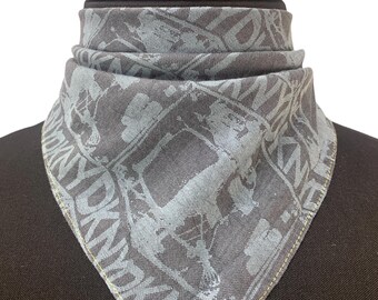 Vintage DKNY Grey Cotton Bandana Neckerchief Scarf (18.5 X 18