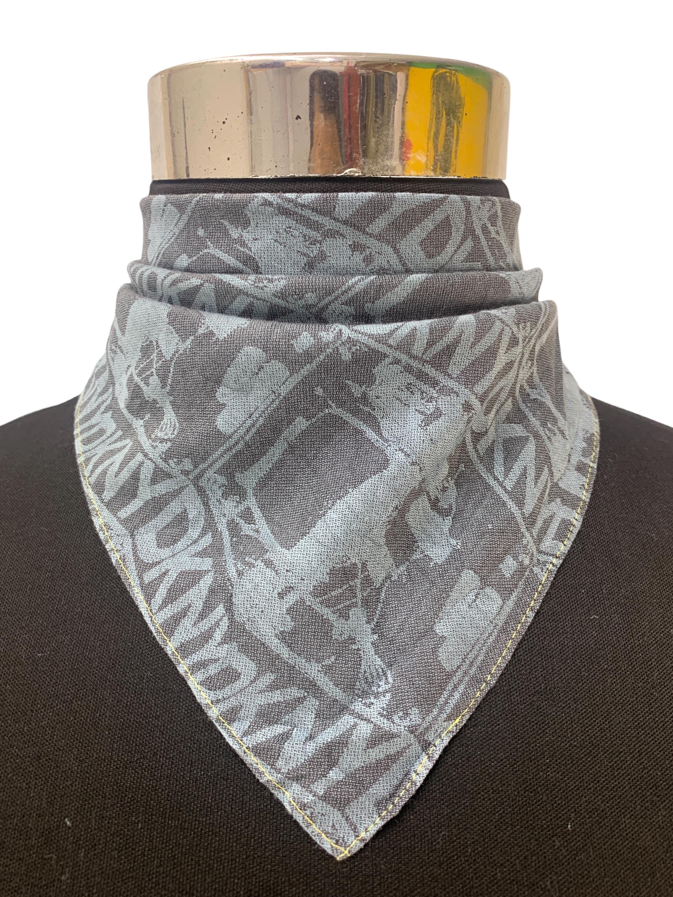 Vintage DKNY Grey Cotton Bandana Neckerchief Scarf (18.5 X 18