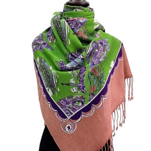 Vintage Falchi Silk Scarf Floral Scarves Neckwear Wrap Falchi Shawl Rectangle Scarf Classic Falchi Foulard Wrap Neck Scarf Top Wear