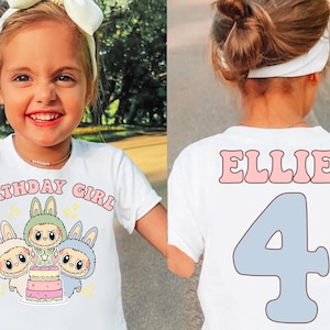 Custom Labubu Birthday Girl Shirt Personalized Labubu Birthday Gift Custom Birthday Shirt Cute Birthday T-Shirt Custom Birthday Girl Tee