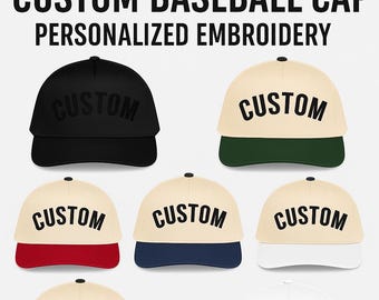 Cappello a 5 pannelli ricamato personalizzato / Cappellino snapback personalizzato / Cappellino Otto / Testo personalizzato / Cappello da baseball a profilo medio / Regali per lui • Golf