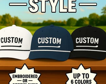 Cappello in corda Richardson ricamato personalizzato • Cappello da golf personalizzato • Cappello da camionista in corda personalizzato • Regalo per matrimonio, addio al celibato, golf