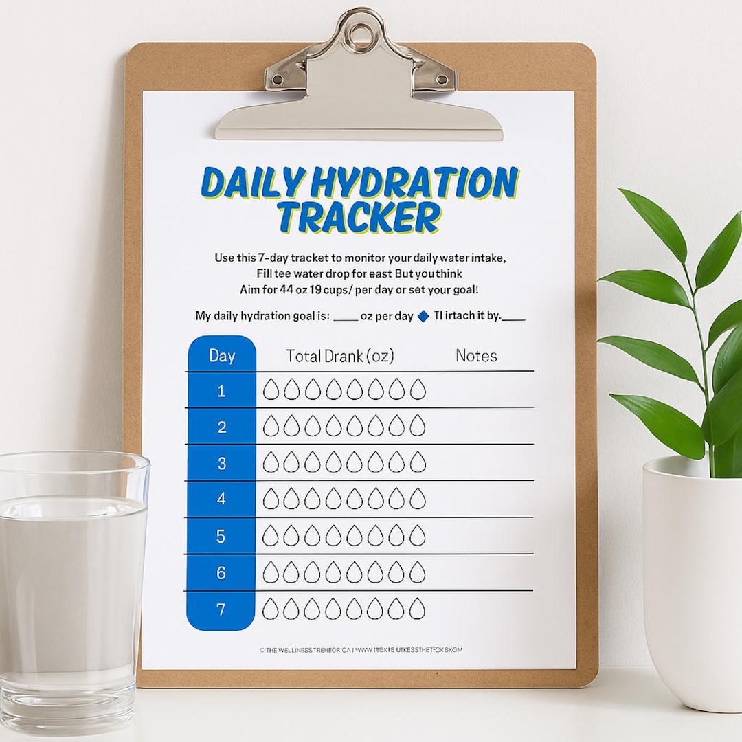 Printable Daily Hydration Tracker: 7-day Wellness Challenge (PDF ...
