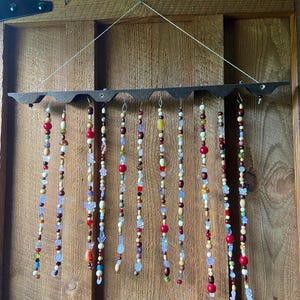 Boho beaded wall Decor - Unique handmade hanging made with natural wood