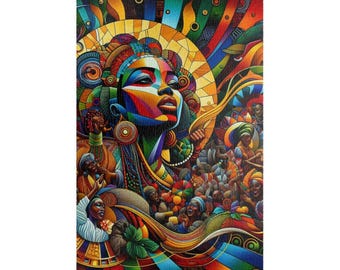 Regal Roots Collection Colorful Afrocentric Woman Portrait Puzzle | Vibrant Cultural Art Jigsaw