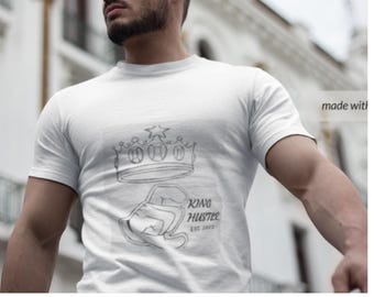 King Hustle Tee: Crown Peace Design, Relaxed Fit
