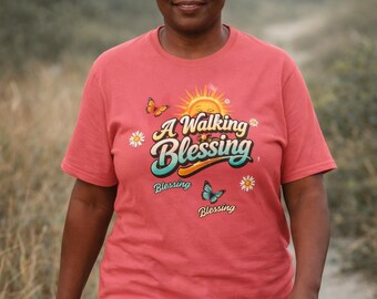 A Walking Blessing T-Shirt  Inspirational Sun & Butterfly Graphic