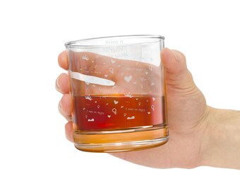 Engraved Whiskey Glass, Personalized Rocks Glass, Love Design