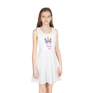 Unicorn Birthday Girl Sundress - Perfect for Parties, Summer, Birthdays, Celebrations, Kids&#39; Fashion, Unique Gifts, Cute Birthday Outfit