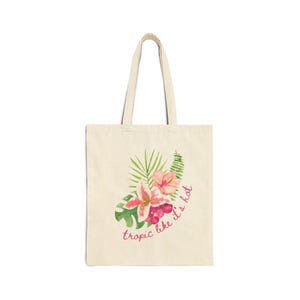 Tropische Baumwollsegeltuch-Einkaufstasche, Umweltfreundliche Einkaufstasche, Strandtasche, Geschenk für sie, Frühlings- / Sommermode-Accessoire
