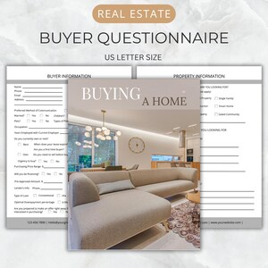 Real Estate Buyer Questionnaire: Client Consultation Form (PDF Download, US Letter Size)