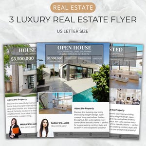 Editable Real Estate Flyer Bundle: Canva Templates for Listings & Open House
