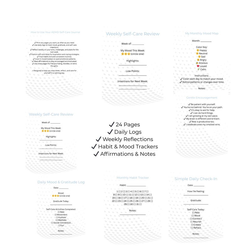 ADHD Essential Planner Bundle | Printable Daily Weekly Self-care ...