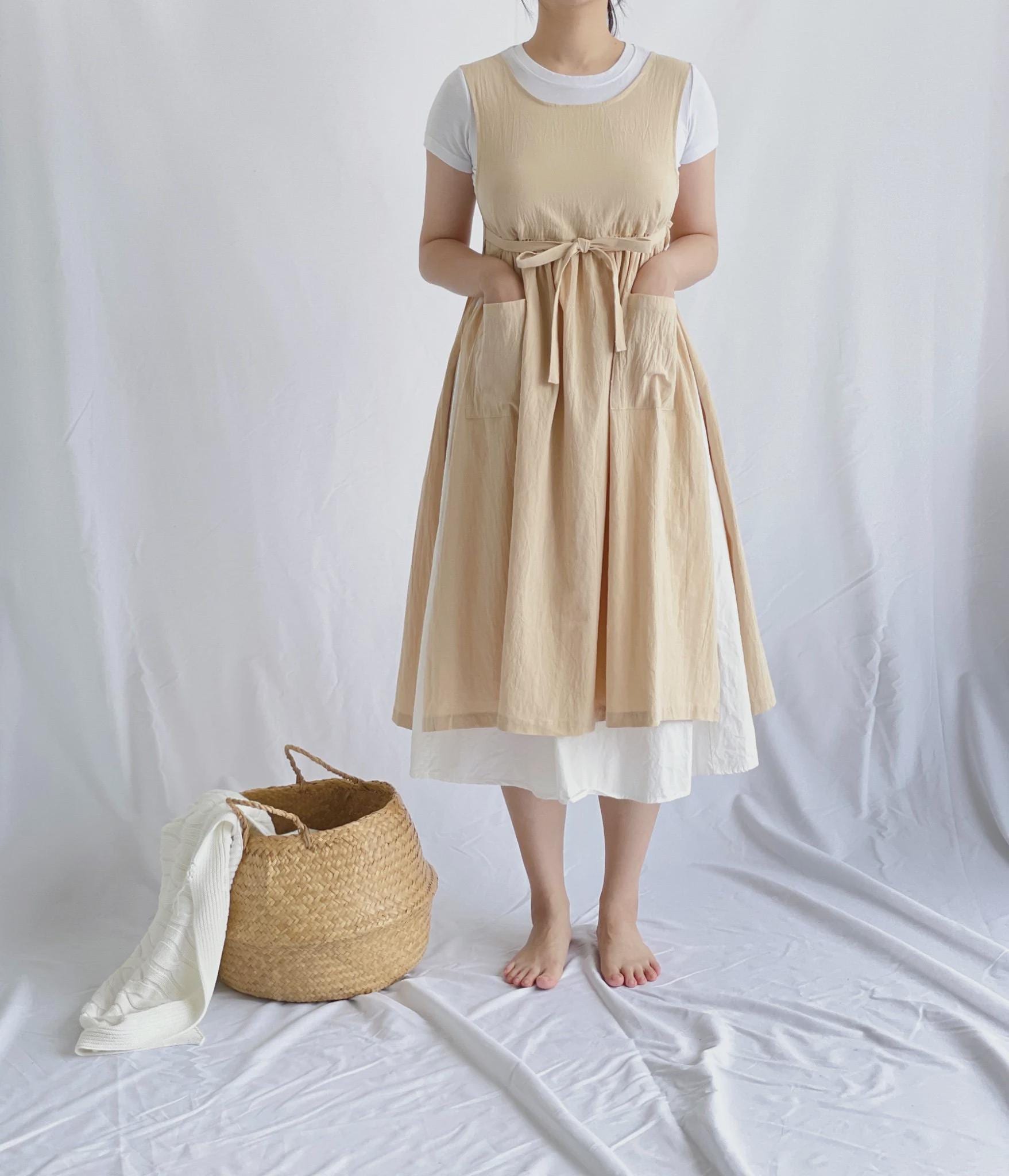 cotton linen apron dress Pinafore Apron Dress main image 0
