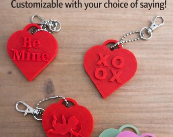 Valentine Conversation Heart Keychains & Magnets | Personalized