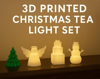 Christmas Tea Light Collection | Snowman, Angel, Christmas Tree, & Presents | Cozy Holiday Led candle decor
