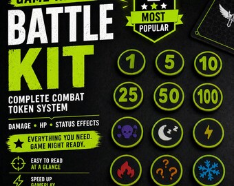 Game Night Combat Kit: Damage, HP and status Tokens for Card and Board Games