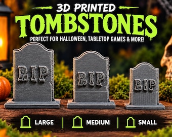 3D Printed Mini Tombstone Set - Halloween Tabletop Decor