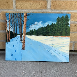 Walking in the Snow, original acrylic painting