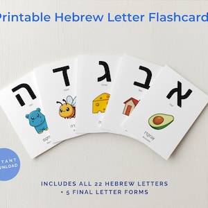 Hebrew Alphabet Flashcards Printable | Alef Bet Learning Cards with Niqqud & Phonetics | Homeschool PDF | Instant Download