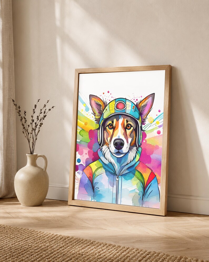 Fantasy Pilot Border Collie Art Print – Watercolor Aviator Dog ...