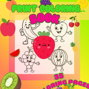 Printable Fruit Coloring Book – Digital Coloring Pages for Kids and Adults – PDF with Fruit Illustrations - Education&Chill Coloring Book