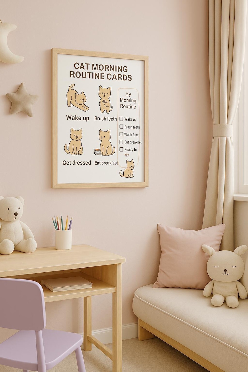 Cat Morning Routine Cards – Printable Visual Schedule for Kids ...