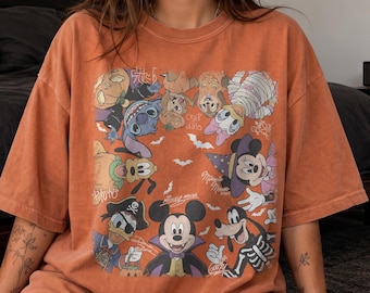 Retro Disney Mickey And Friend Halloween Signature Shirt, Retro Disney Halloween Trip Tee, Halloween Party Outfit, Family Vacation Tee