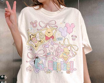 Retro Comfort Colors Pooh and Friends Magical Shirt, Magical Pastel Coquette Disney Shirt, Disney Family Trip Shirt, Disney Girls Trip Shirt