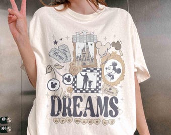 Retro Comfort Colors What Dreams Are Made Of Mickey and Walt Disney Shirt, Disney Family Trip Shirt, Walt Disney World Tee, Disneyland Shirt