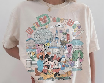 Retro Comfort Colors Walt Disney World Shirt, Mickey And Friends Shirt, Disney Family Trip 2026 Shirt, Disney Matching Tee, Disney Epcot Tee
