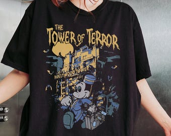 Disney Tower of Terror Shirt, Vintage Mickey Mouse Hollywood Tower Tee, Twilight Zone Disney Ride T-Shirt, Spooky Halloween Disney Outfit