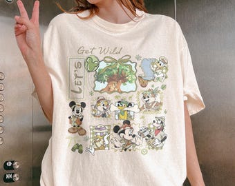 Comfort Colors Let's Get Wild Safari MIckey and Friends Shirt, Retro Animal Kingdom Adventure Shirt, Disney World Shirt, Disney Family Trip