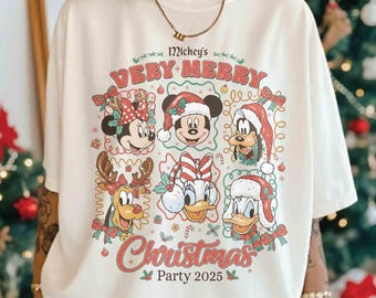 Retro Mickey's Very Merry Christmas Party 2025 Shirt, Mickey And Friends Christmas Tee, Disney World Christmas Party Shirt, Christmas Gift