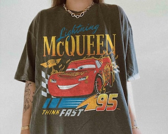 Retro Comfort Colors Lightning McQueen Shirt, Disney Pixar Cars Shirt, Disney Family Vacation Trip 2026 Shirt, Radiator Springs Shirt