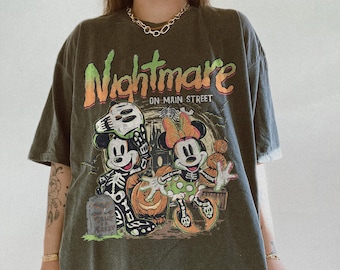 Retro Mickey & Minnie Skeleton Nightmare On Main Street Shirts, Disney Trip Halloween 2026 Shirts, Mickey's Not So Scary Party Shirt