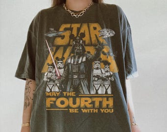 Star Wars Disney Mashup Shirt, Darth Vader Stormtrooper Mickey Ears Tee, Vintage Sci-Fi Fan Top for Disney Trip, May The Fourth Be With You