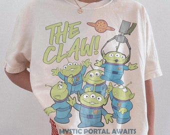 Retro Comfort Colors Toy Story Aliens “The Claw” Shirt, Aliens Pizza Planet Portal Tee, Disney Pixar Tee, Disney Family Trip 2026 Shirt