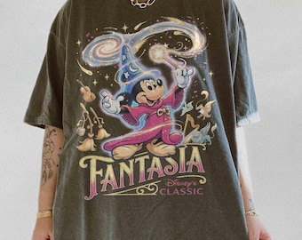 Retro Comfort Colors Classic Fantasia Mickey Shirt, Disney Fantasia Wizard Tee, Disneyland Family Trip 2026, Fantasmic Sorcerer Mickey Shirt