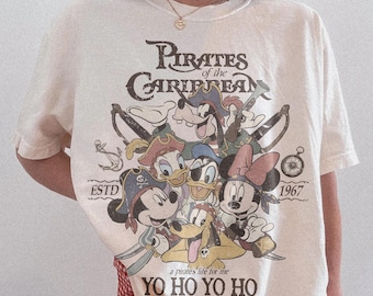 Retro Comfort Colors Mickey And Friends Pirates of the Caribbean Shirt, Pirates Jack Sparrow Tee, Disney Family Trip 2026 Shirt