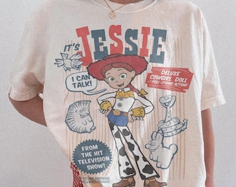 Retro Pixar Toy Story Jessie Comfort Colors Shirt, Woody's Roundup Tee Disney Cowgirl Shirt, Disneyland Family Girl 2026 Trip T-Shirt