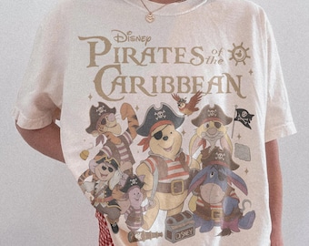 Retro Winnie Pooh and Friends Disney Pirates Of The Caribbean Shirt, Winnie The Pooh Tee, Disney Vacation Tee, Magic Kingdom Family Trip Tee