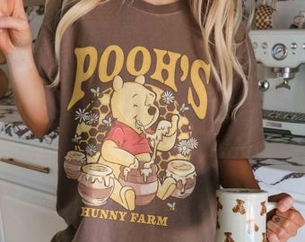 Retro Comfort Colors Pooh's Hunny Farm Shirt, Winne The Pooh Shirt, Disney Family Trip 2026 Shirt, Pooh Bear Shirt, Disney Matching Tee