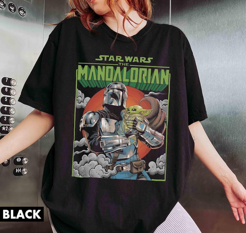 Retro Star Wars The Mandalorian Boba Fett And Baby Yoda Shirt, This Is The Way Grogu Shirt, Star Wars Fan Gift, Disney Family Trip Shirt image 2