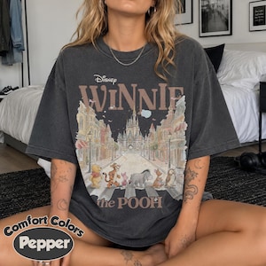 Camiseta Comfort Colors de Winnie the Pooh y sus amigos, camiseta retro de Disney de Pooh, camiseta del oso Pooh, camiseta para el viaje familiar a Disney 2026, camiseta para el viaje a Disney imagen 5