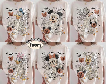 Retro Comfort Colors Mickey and Friends Mummy Halloween Shirt, Disney Halloween Family Matching Shirt, Halloween Mummy Shirt, Halloween Gift